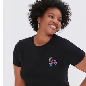 NWT Plus Size Moxi Skates Embroidered Graphic Tee 0X